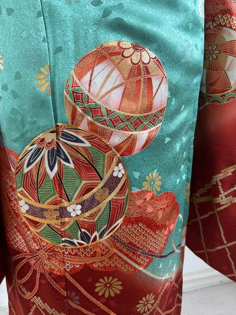 プ*s様 7歳　七五三　正絹着物、帯、帯揚げ、帯締め　しごき　バッグはこせこ扇子