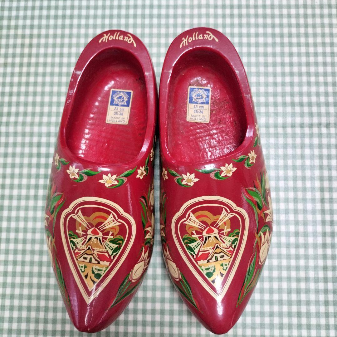 Holland 伝統的な赤い木靴　23センチ