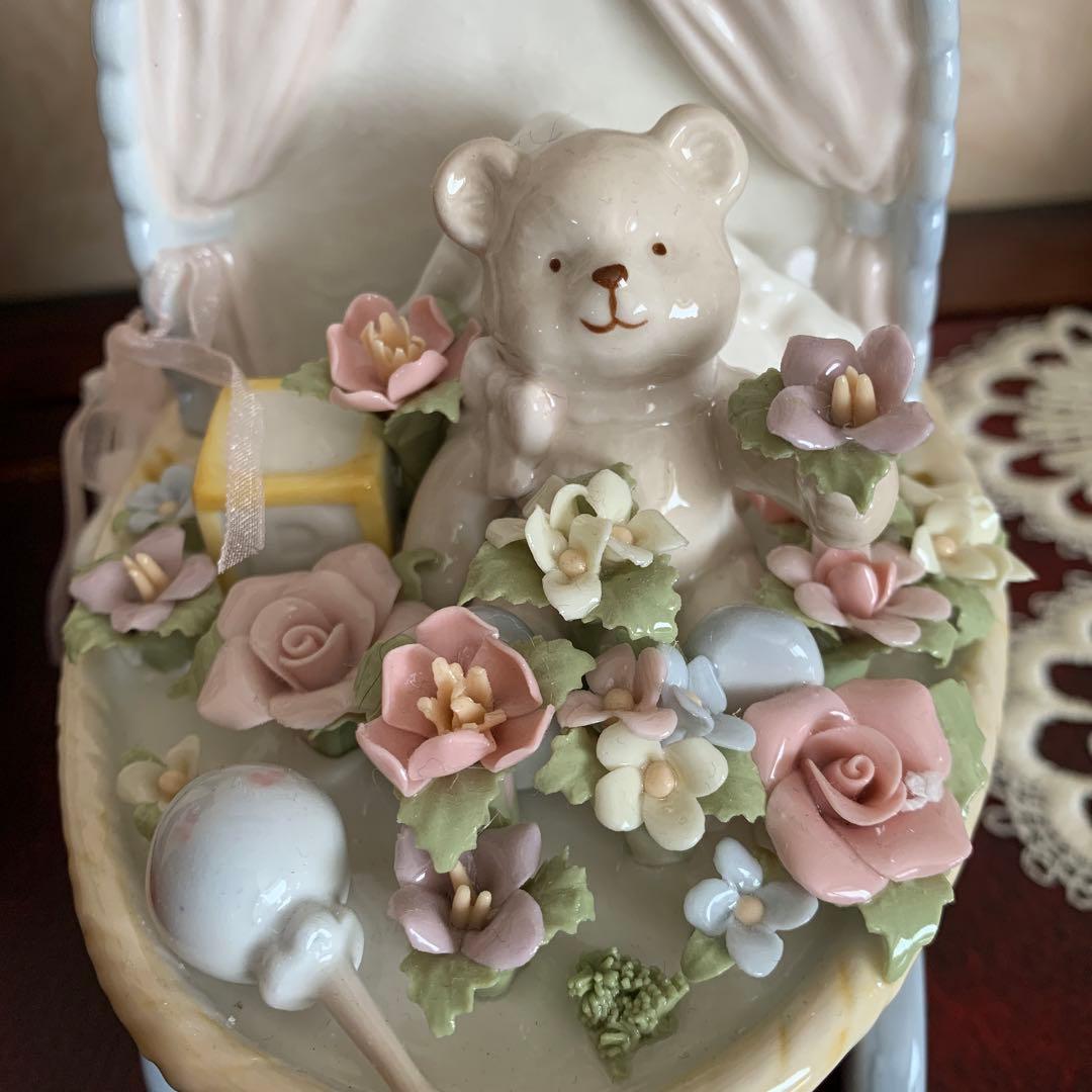 ベア　くまさん　ベビーカー　ポーセリン　陶磁器　オルゴール