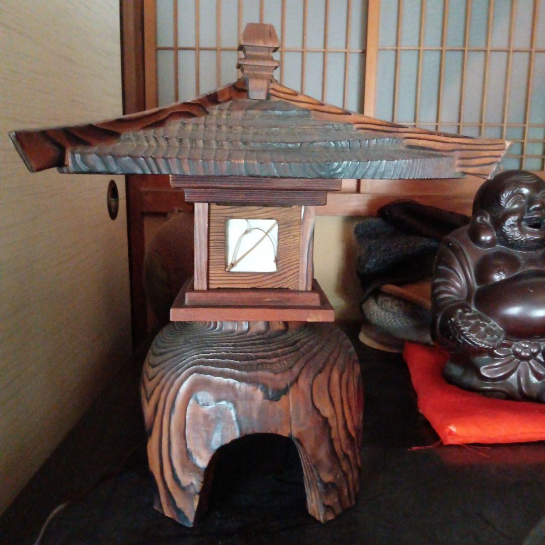 4:昭和　レトロ 焼杉 行灯　灯籠　木製