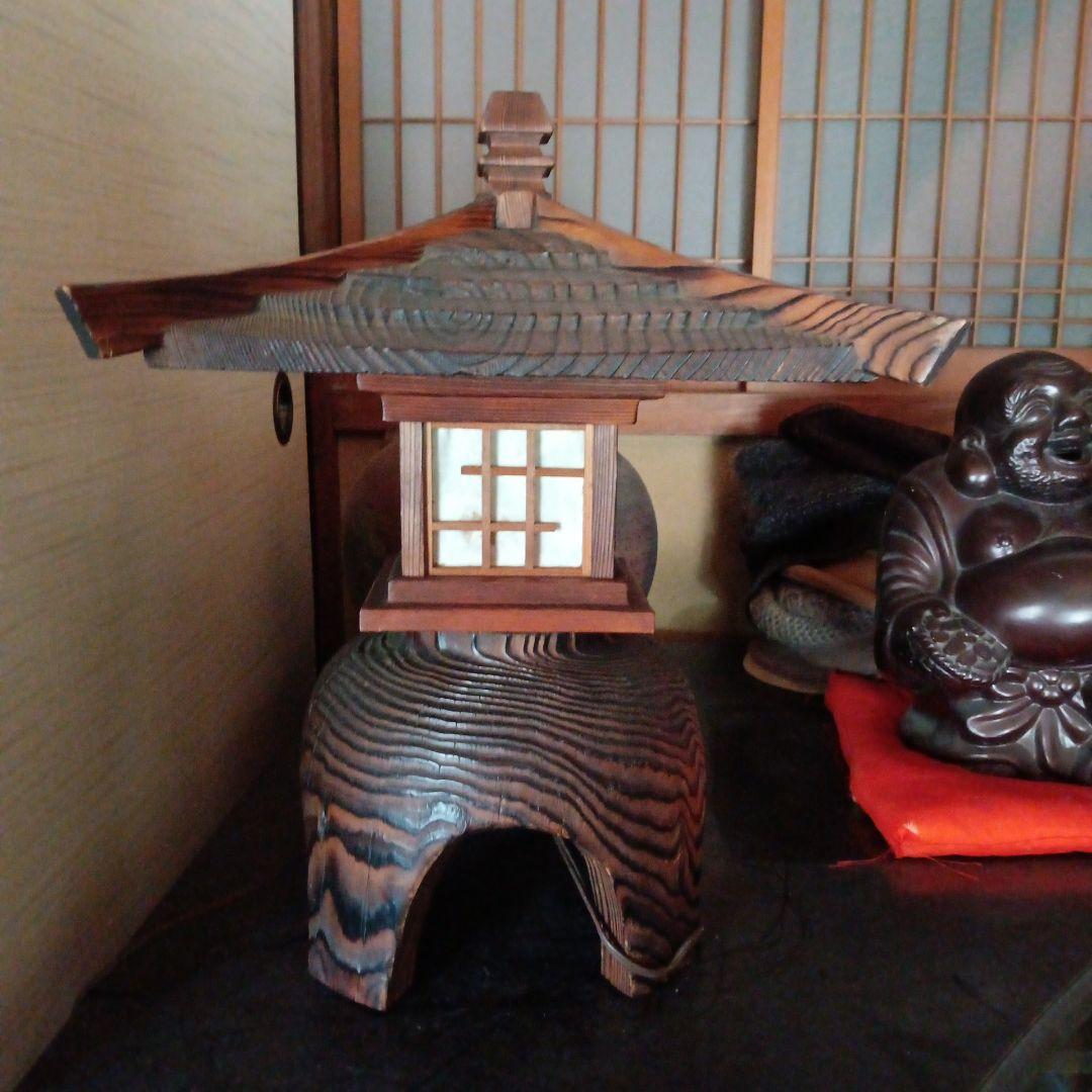 4:昭和　レトロ 焼杉 行灯　灯籠　木製