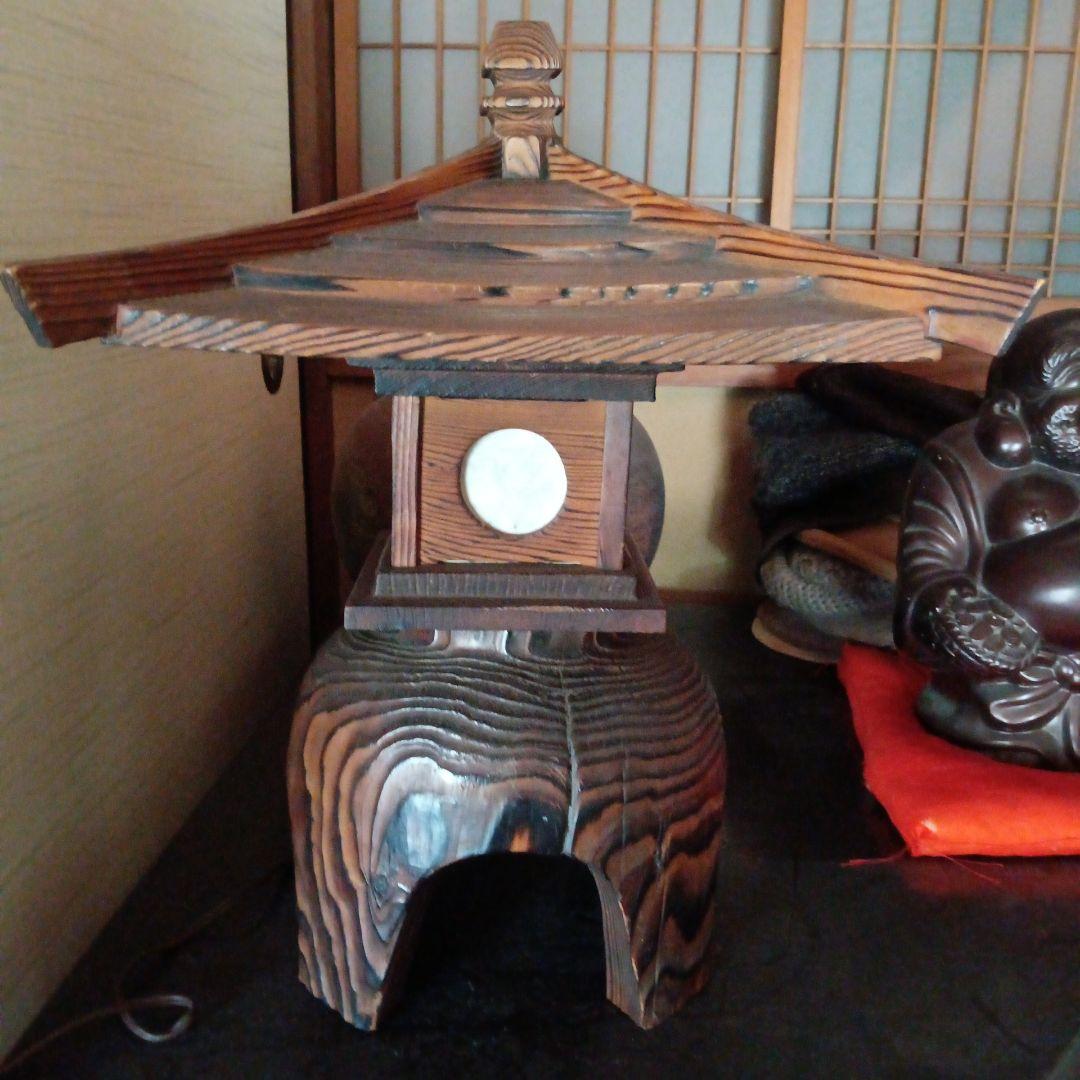 4:昭和　レトロ 焼杉 行灯　灯籠　木製