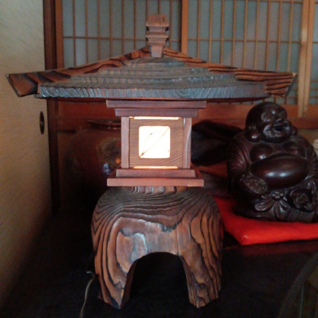 4:昭和　レトロ 焼杉 行灯　灯籠　木製