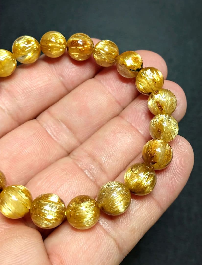 【極上,希少,美品】タイチンキャッツアイルチルクォーツ　ブレスレット　金運仕事運