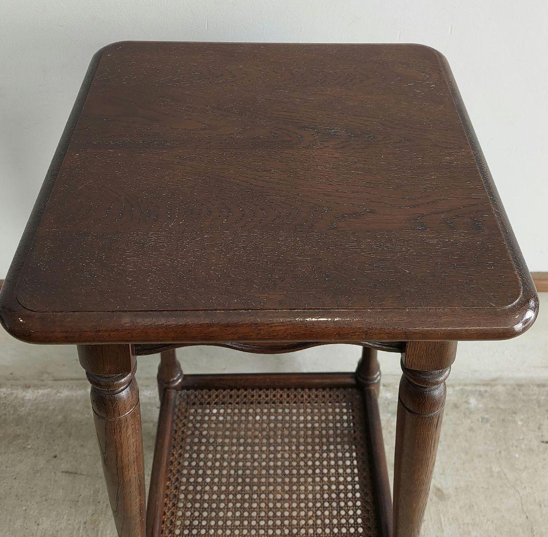 カリモク家具 フラワースタンド 電話台 サイドテーブル ラタン棚