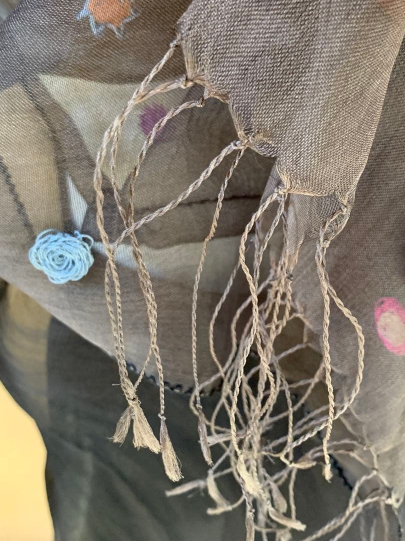 イッセイミヤケ　HaaT オーガンジー　刺繍ストール　極美品