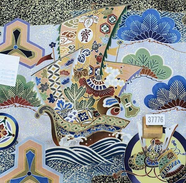 七五三 五歳 男児 羽織袴フルセット 黒地 宝船 袴変更可 NO37776