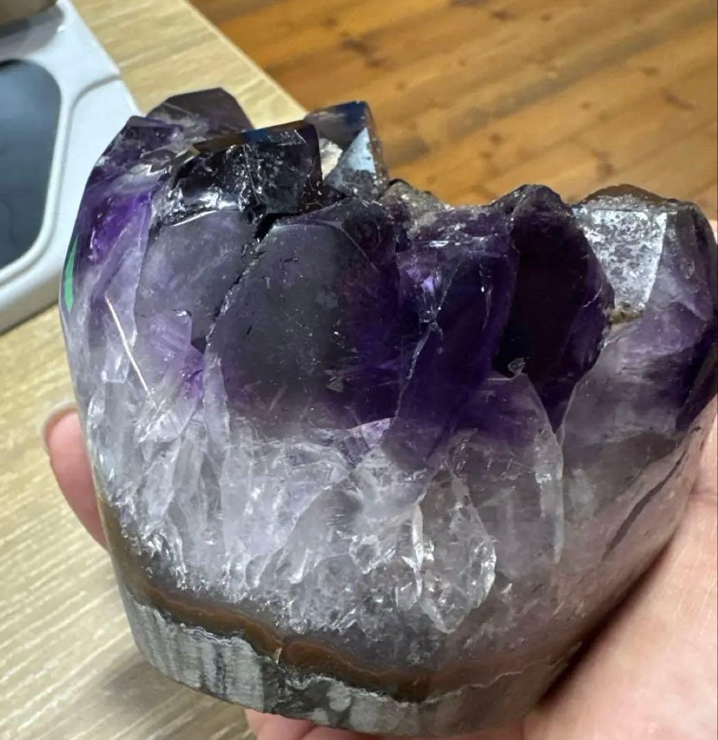 【極上品】ウルグアイ産　アメジストクラスター原石　台座付他　置物