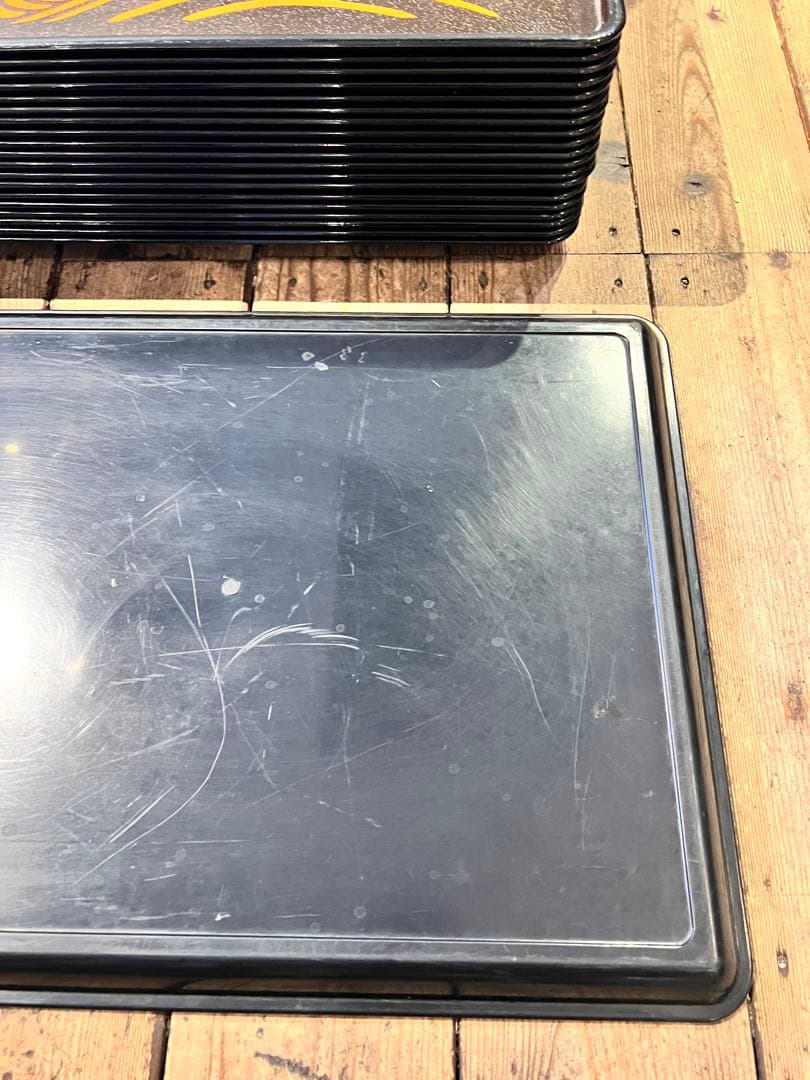 ④波　太陽　月　黒盆　和風　18枚　おまとめ　懐石　旅館　昭和レトロ