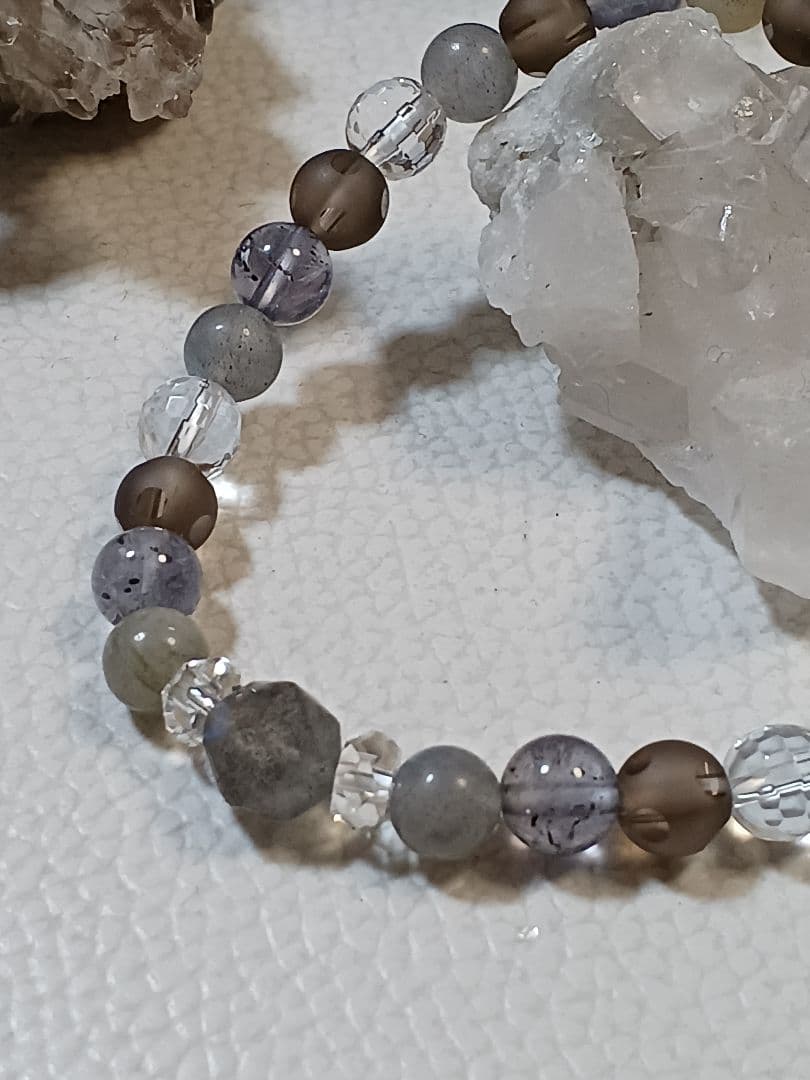 No.39　天然石　お守り　ブレスレット　ラブラド&アイオライト