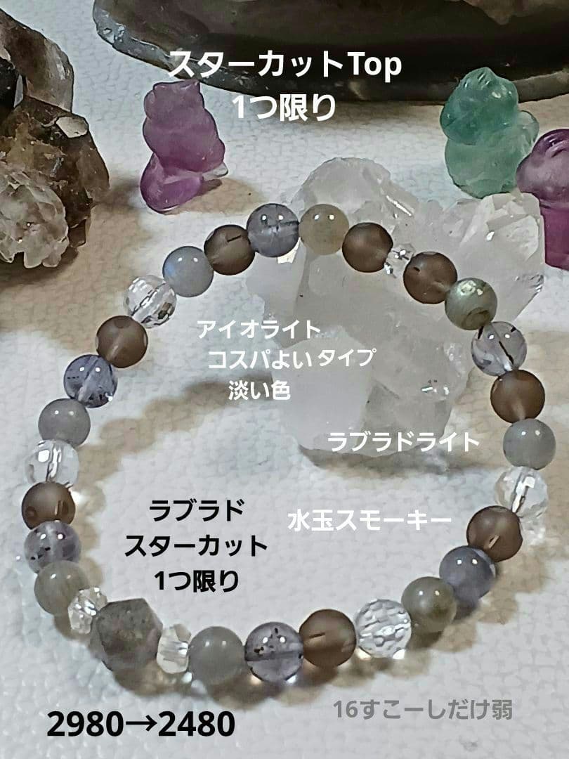 No.39　天然石　お守り　ブレスレット　ラブラド&アイオライト