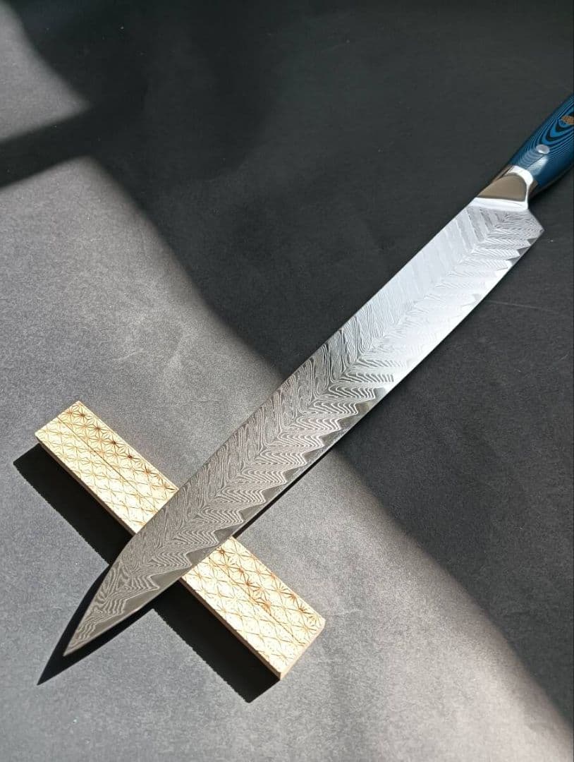 73層VG10ダマスカス筋引き包丁260mm ブルーパッカ柄