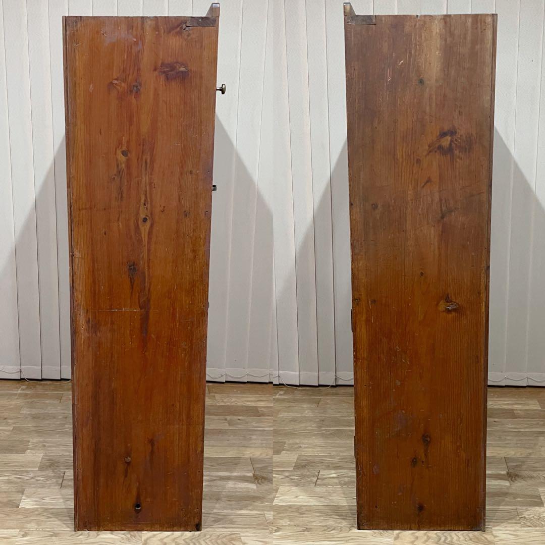 昭和 レトロ　戸棚　モールガラス　食器棚　本棚　アンティーク　当時物　水屋