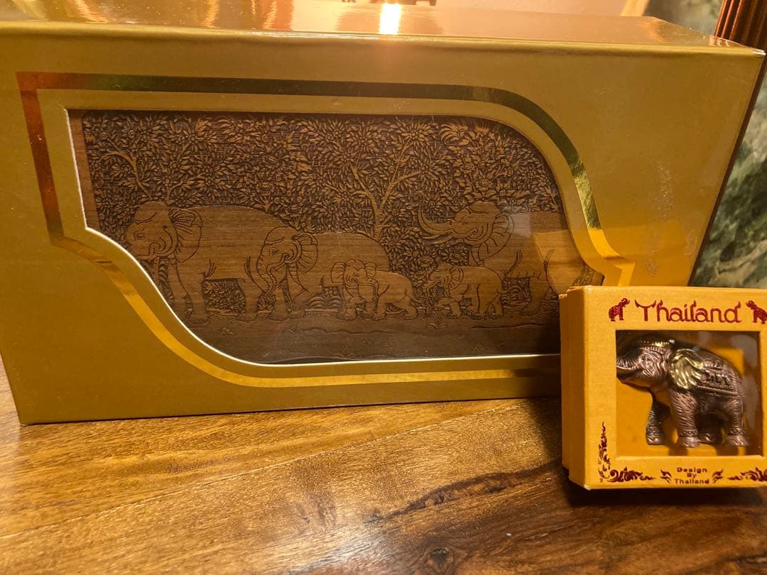 象の彫刻 木製オルゴール99 Products 象の置物セット