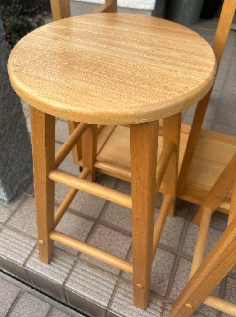 キッチン　カウンターワゴン　テーブル　キャスター 椅子2脚　引き出し　収納付き