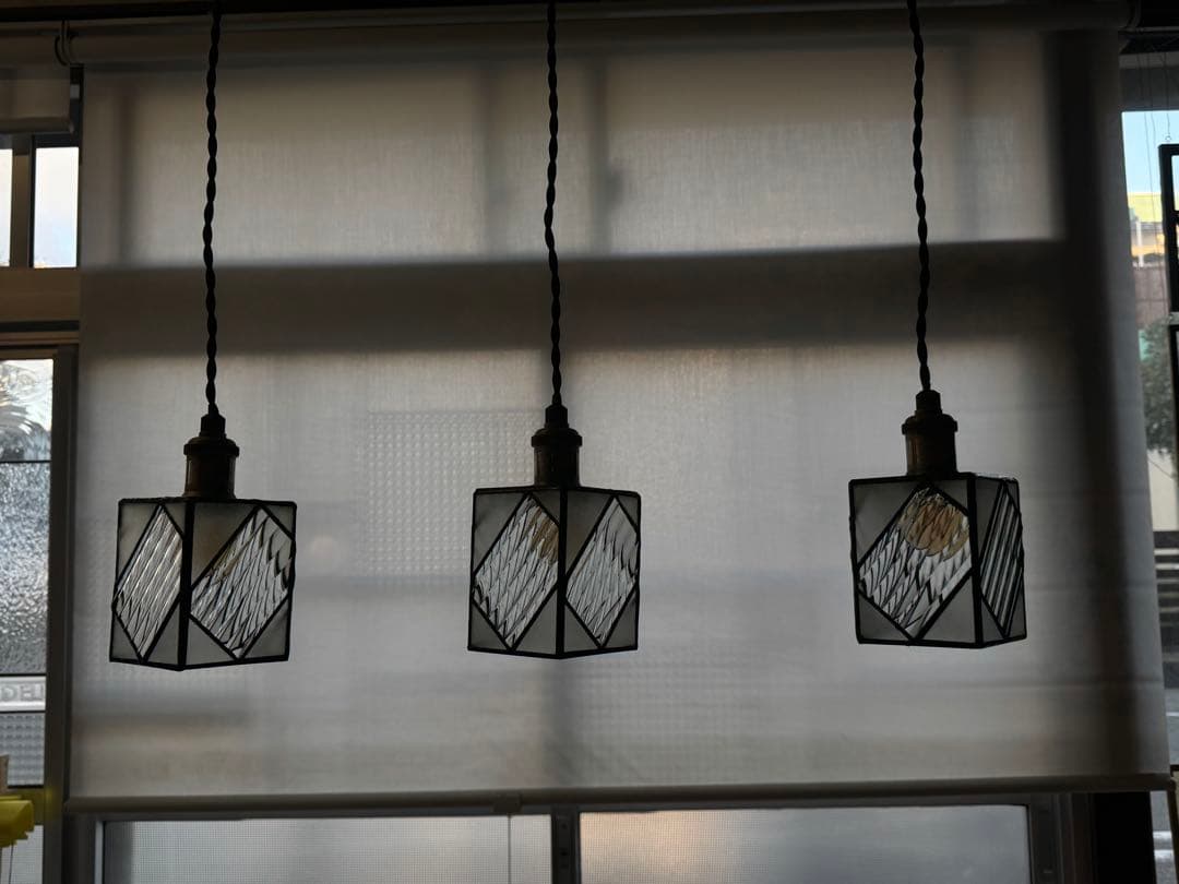 【電灯別売】stripe triplet 手作りステンドグラス　3個セット