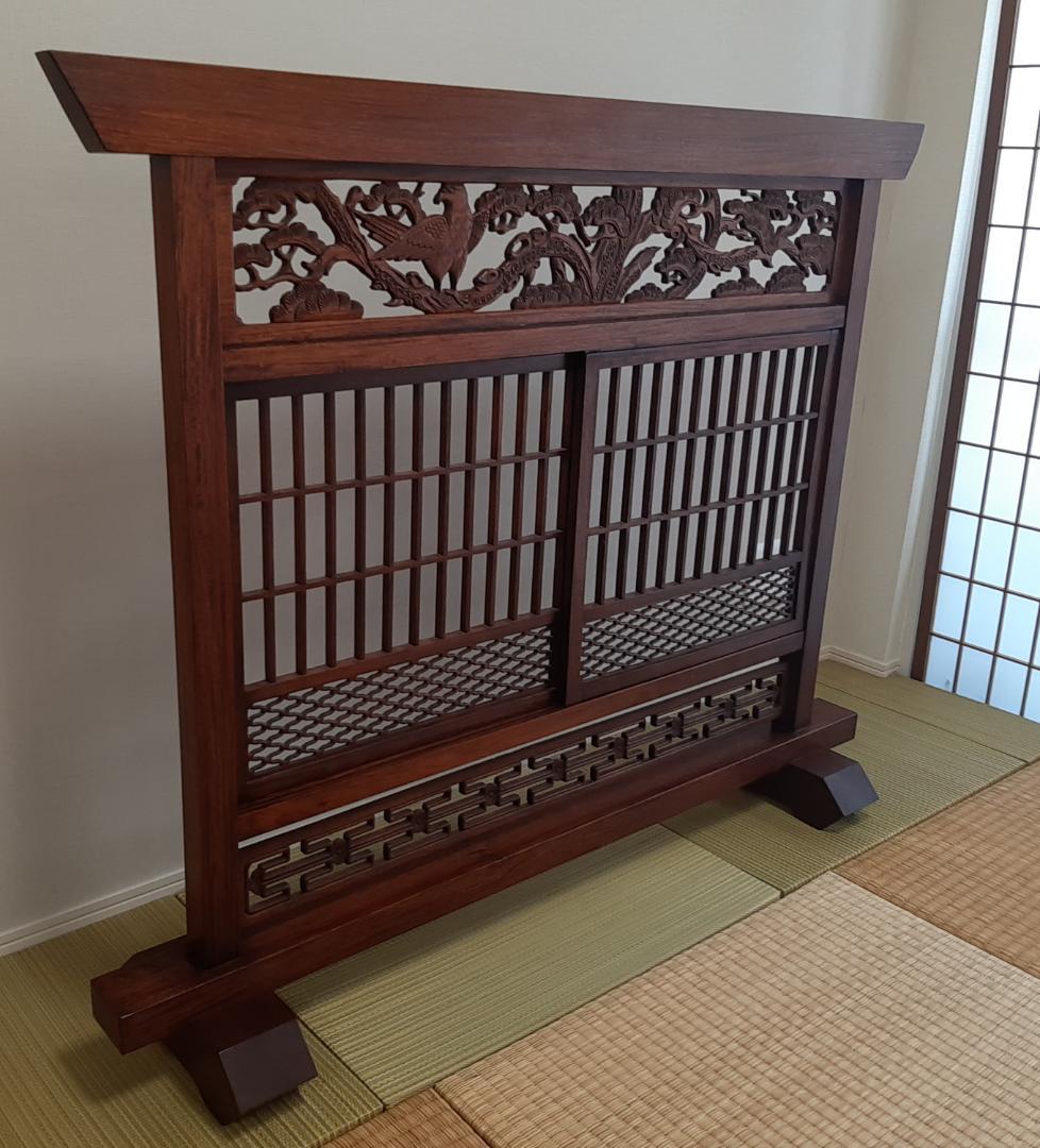 8/31限定セール　花梨材パーテション 衝立 美品 工芸 唐木