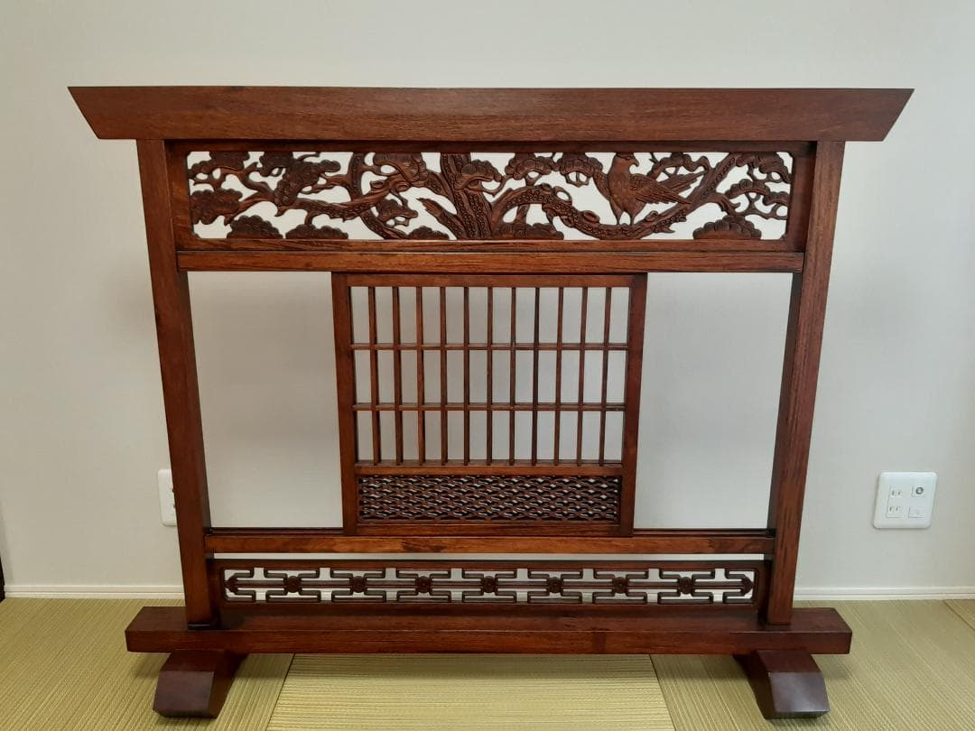 8/31限定セール　花梨材パーテション 衝立 美品 工芸 唐木