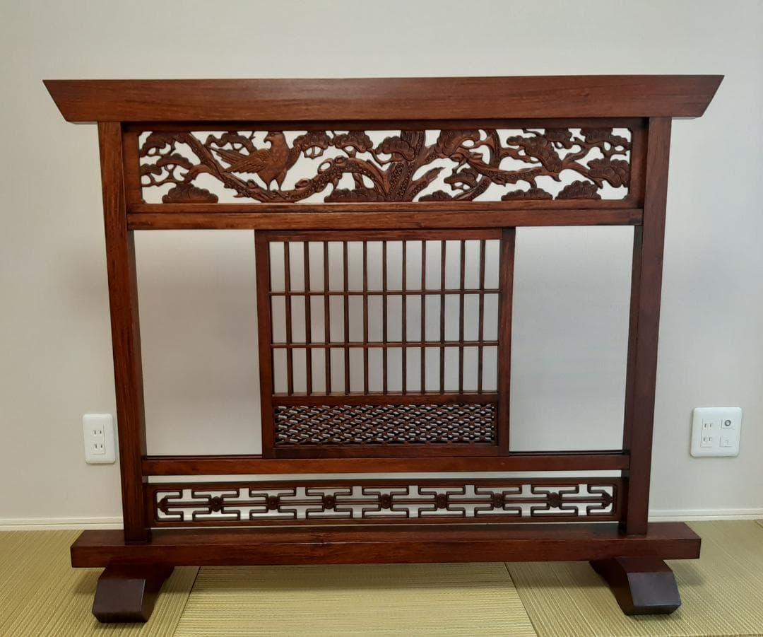 8/31限定セール　花梨材パーテション 衝立 美品 工芸 唐木