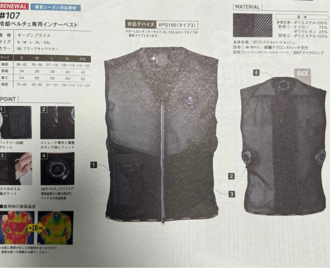 アイズフロンティア　2024年モデル　ペルチェベストセット　Ｍサイズ