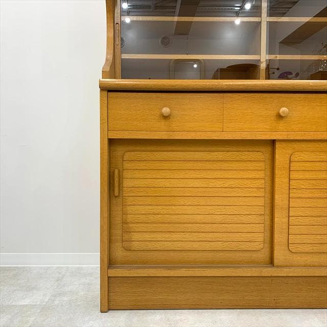 80'sヴィンテージオーク突板食器棚（カップボード）