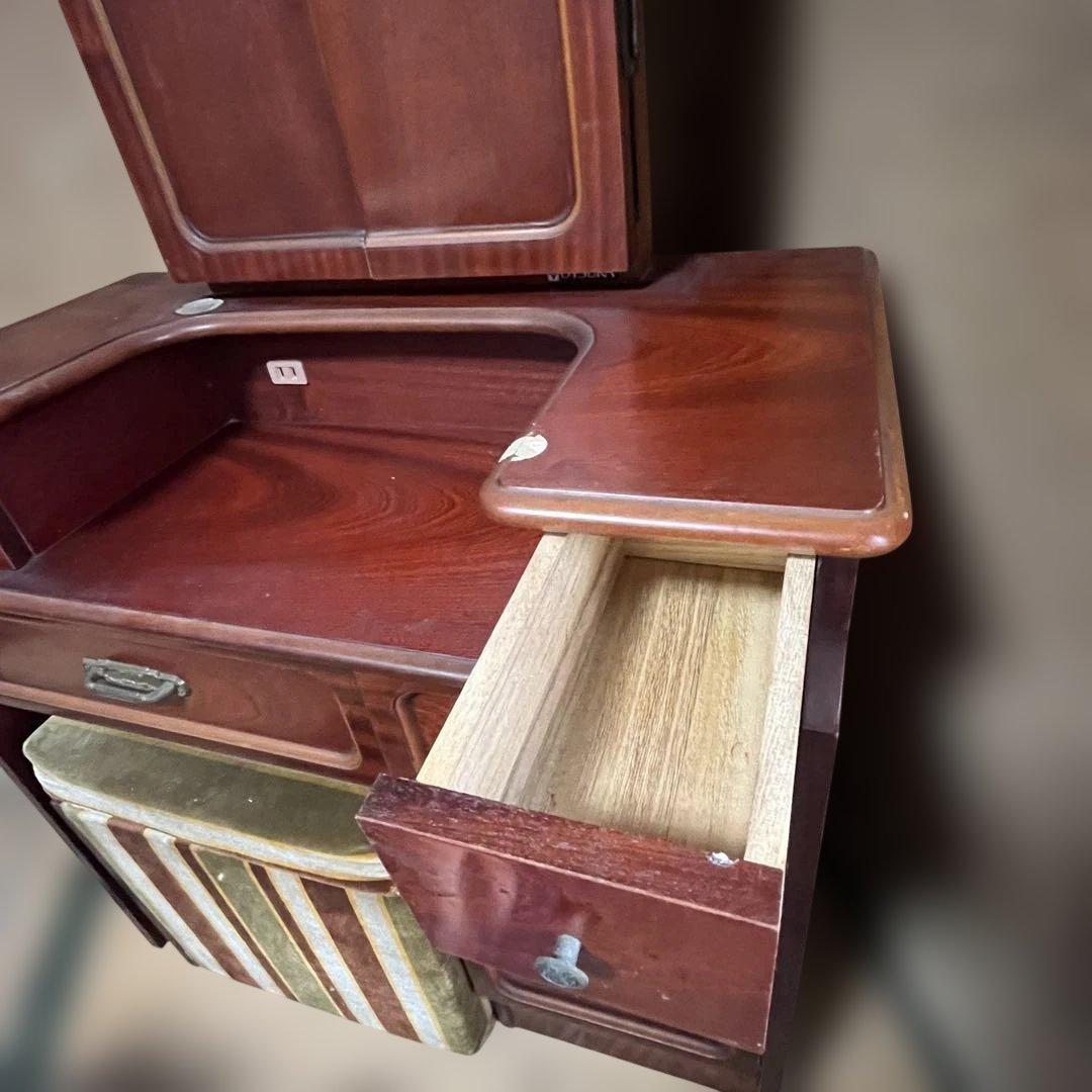 大塚家具 三面鏡ドレッサー スツール付 鏡台 化粧台 レトロ家具 引取り限定