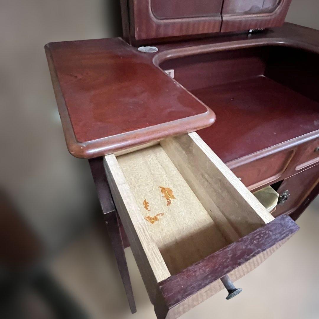 大塚家具 三面鏡ドレッサー スツール付 鏡台 化粧台 レトロ家具 引取り限定