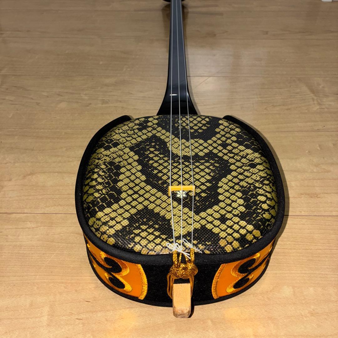 沖縄三味線 本体 人工革　蛇皮　ケース　教則本　DVD セット