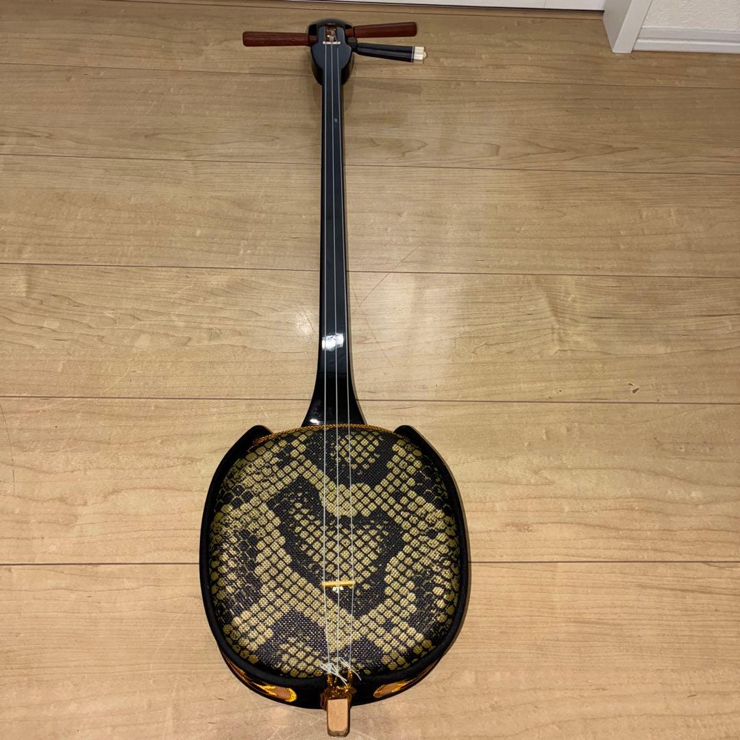 沖縄三味線 本体 人工革　蛇皮　ケース　教則本　DVD セット