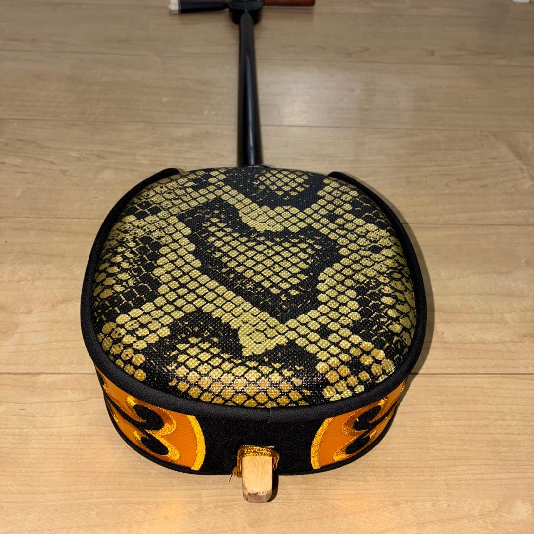 沖縄三味線 本体 人工革　蛇皮　ケース　教則本　DVD セット