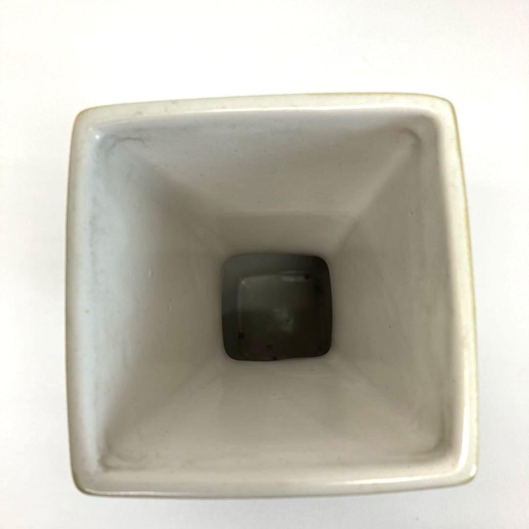 オリーブグリーン 陶器 花瓶【ヴィンテージ】