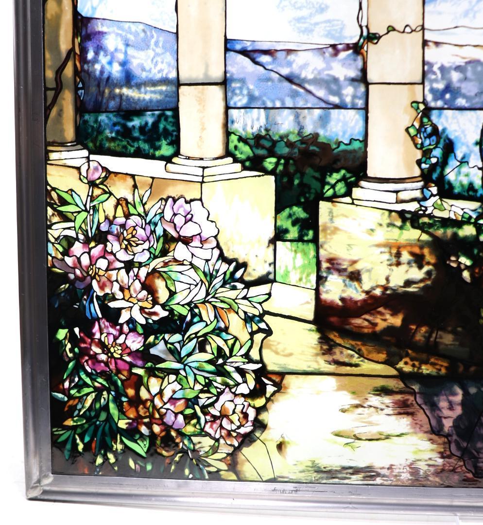 孔雀と牡丹の華の風景 ルイス・C・ティファニー ヴィンテージ ステンドグラス