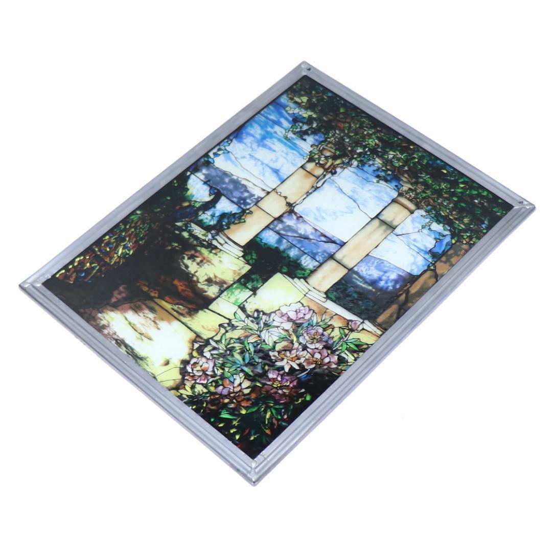 孔雀と牡丹の華の風景 ルイス・C・ティファニー ヴィンテージ ステンドグラス