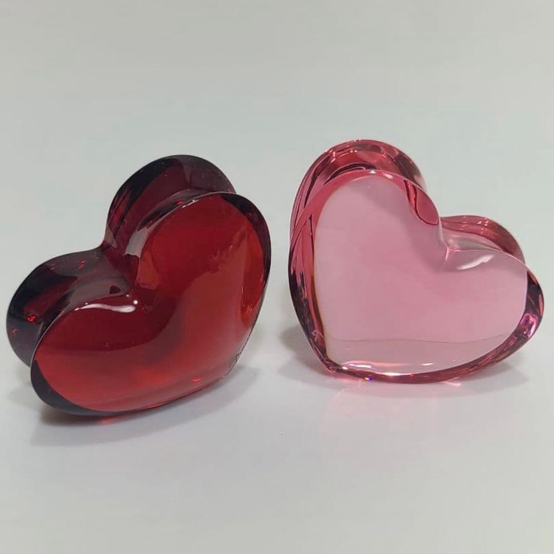 バカラ　ザンザン ハート　Ｓ　２個 ペーパーウェイト　オブジェ　レッド　ピンク