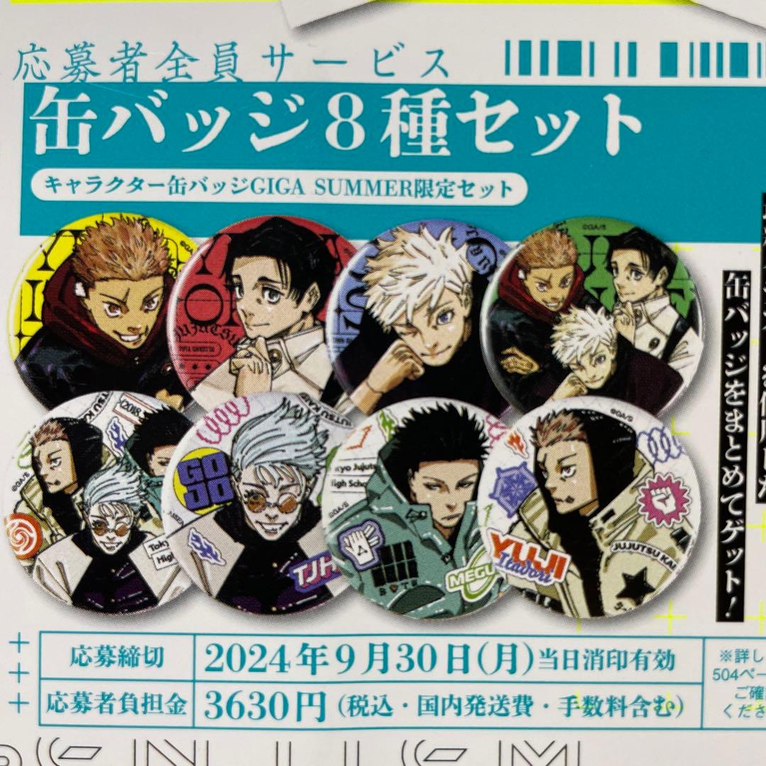 呪術廻戦 ジャンプギガ 缶バッチ8種セット応募券 - メルカリ