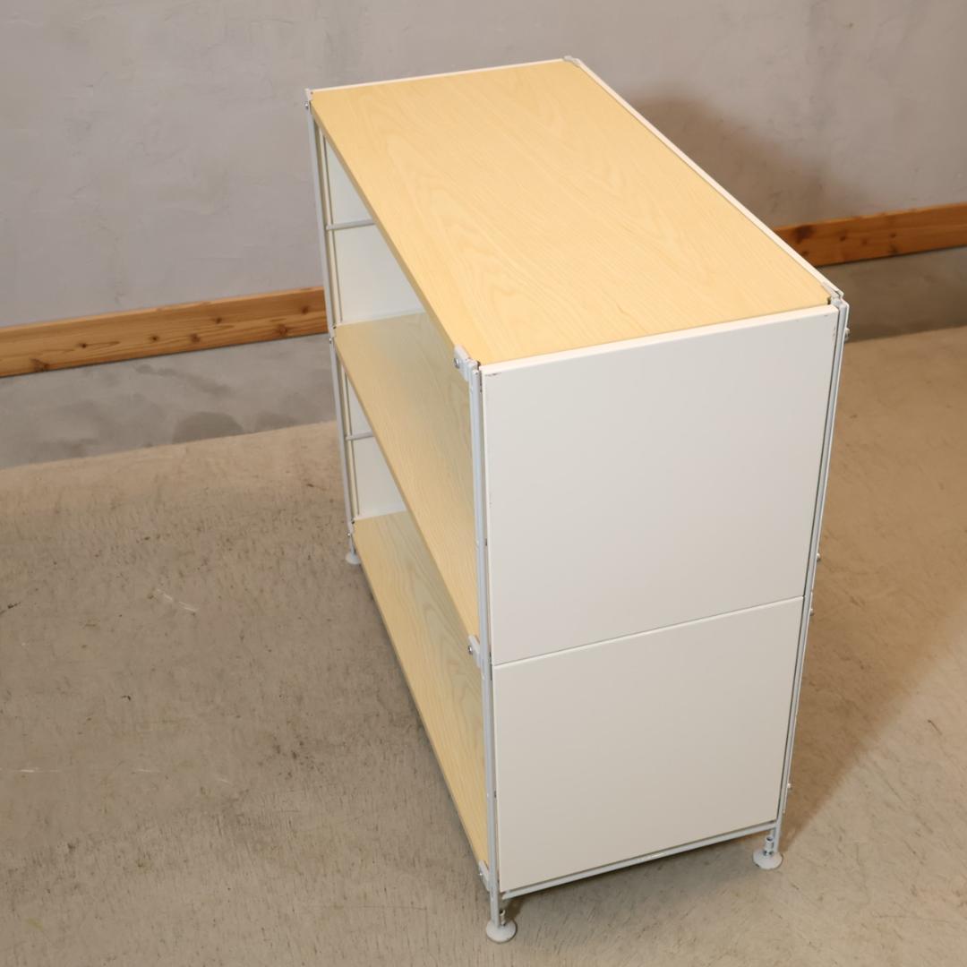 無印良品 MUJI スチール メープル材 3段ユニットシェルフ パネル付モダン