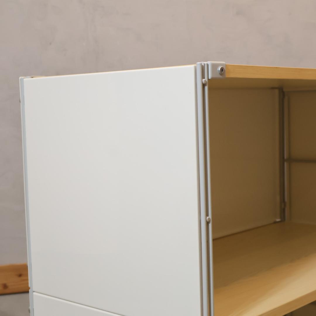 無印良品 MUJI スチール メープル材 3段ユニットシェルフ パネル付モダン
