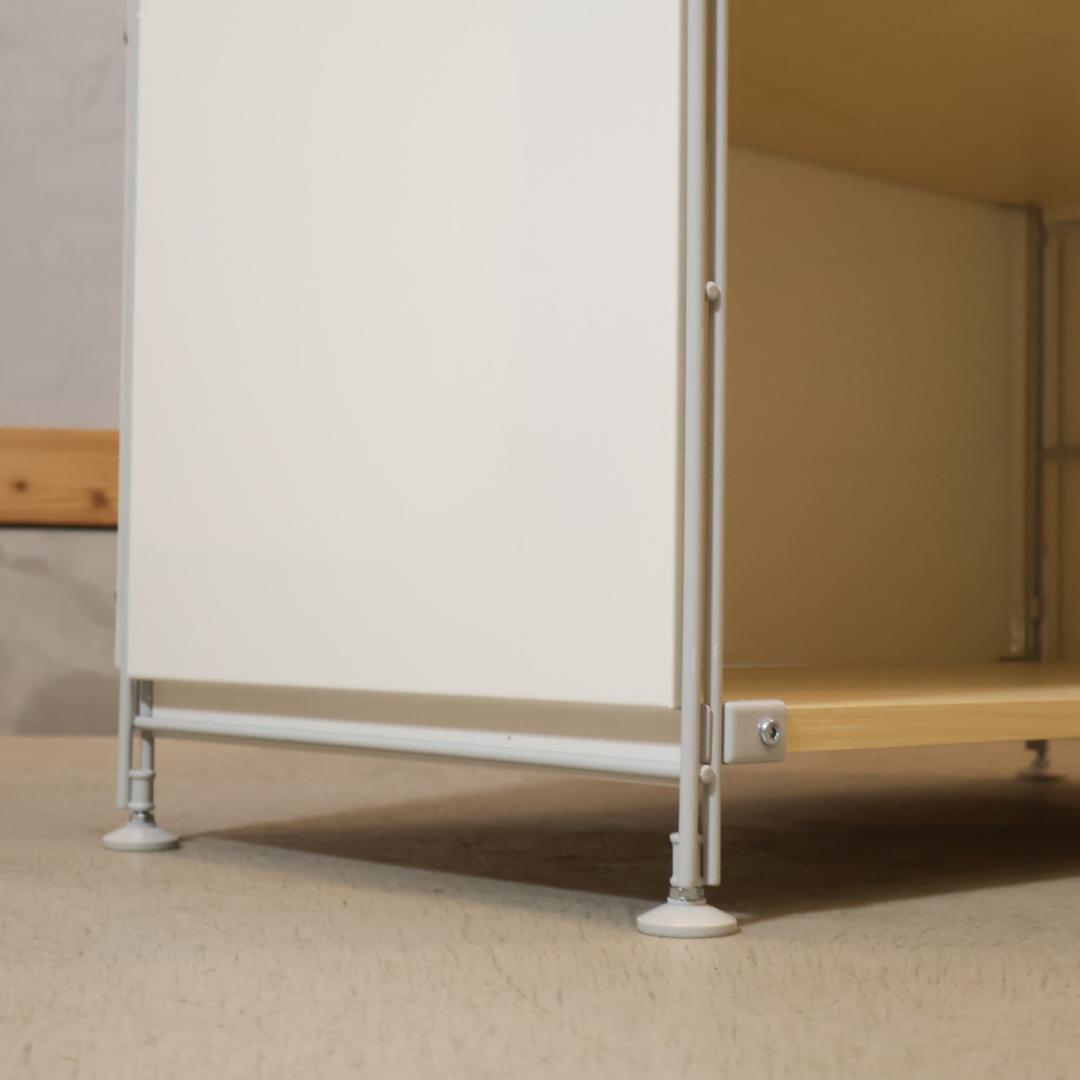 無印良品 MUJI スチール メープル材 3段ユニットシェルフ パネル付モダン