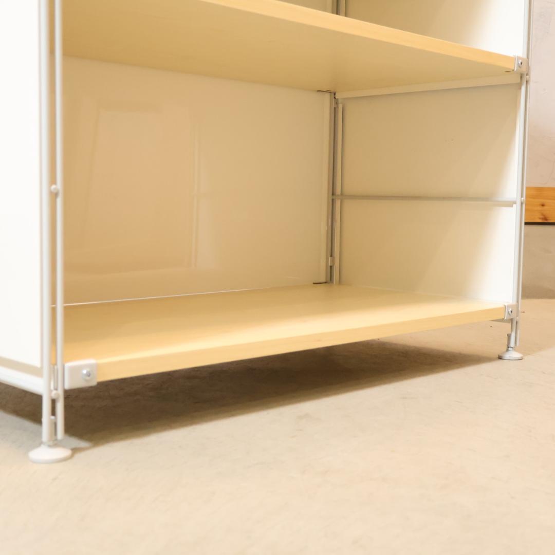 無印良品 MUJI スチール メープル材 3段ユニットシェルフ パネル付モダン