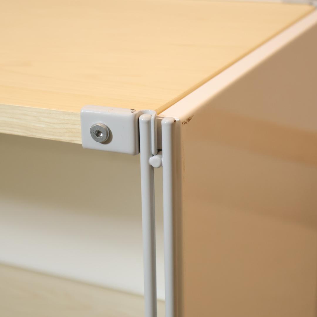 無印良品 MUJI スチール メープル材 3段ユニットシェルフ パネル付モダン