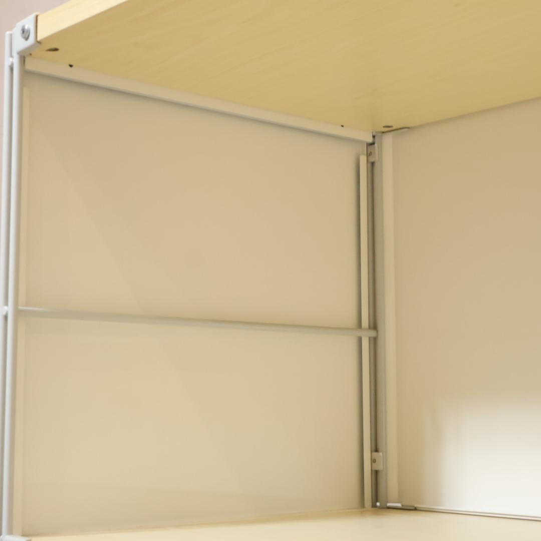 無印良品 MUJI スチール メープル材 3段ユニットシェルフ パネル付モダン