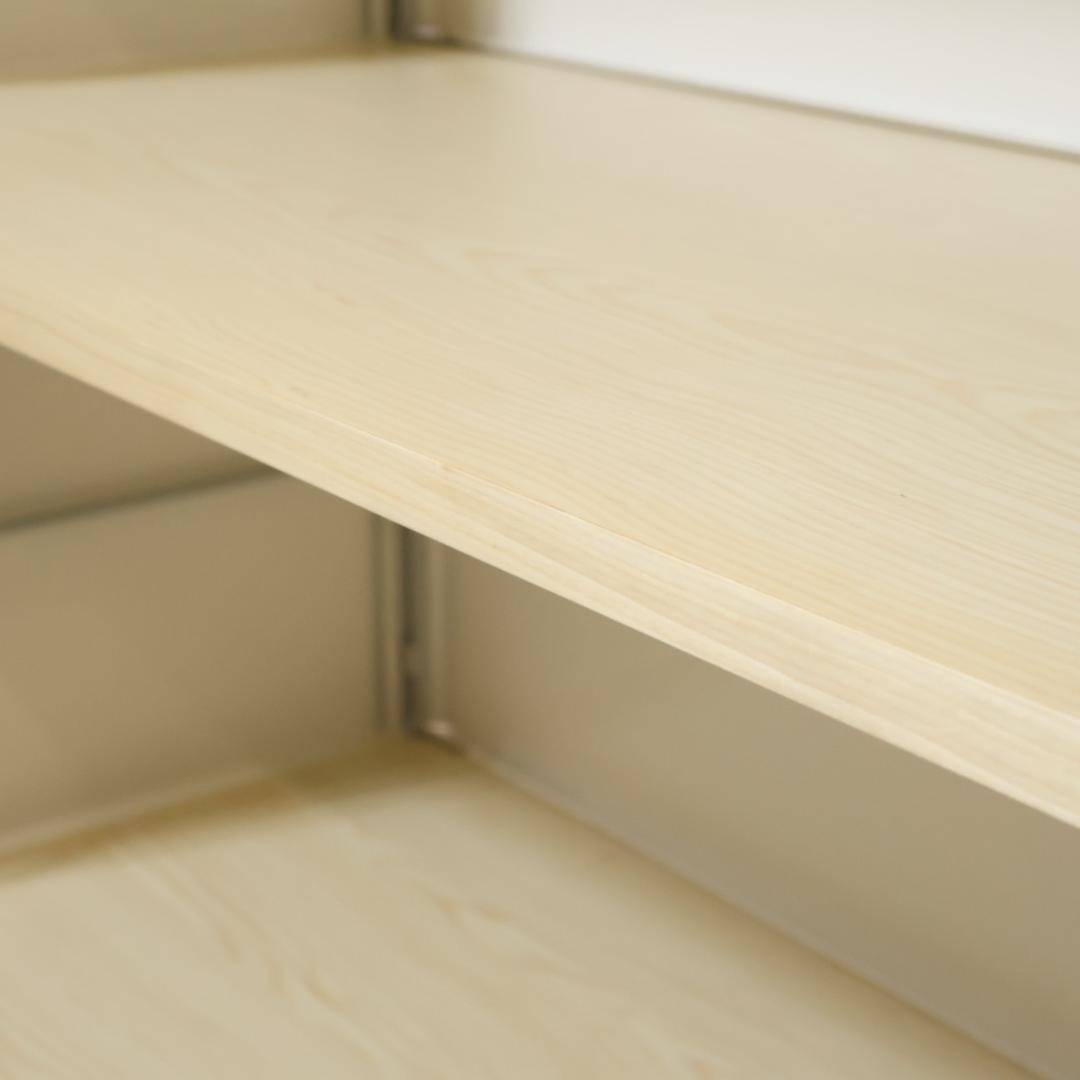 無印良品 MUJI スチール メープル材 3段ユニットシェルフ パネル付モダン