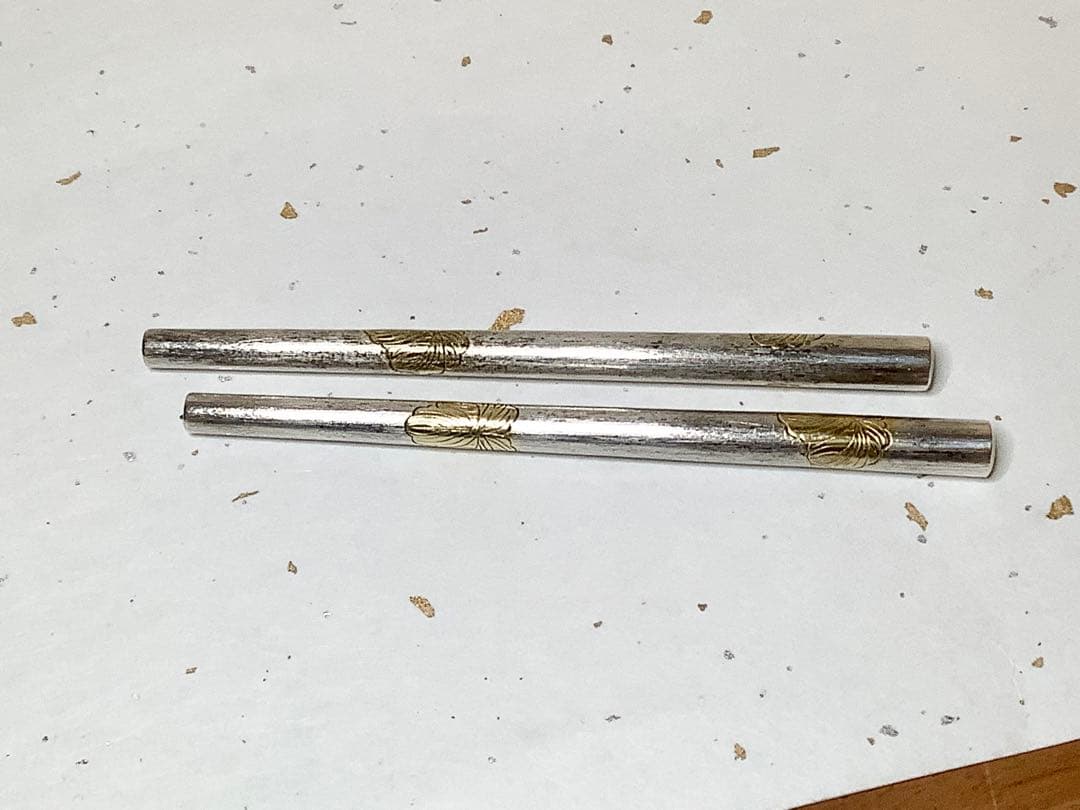 振り出し箸　金家紋？入り　ビンテージ　茶道　野点セット