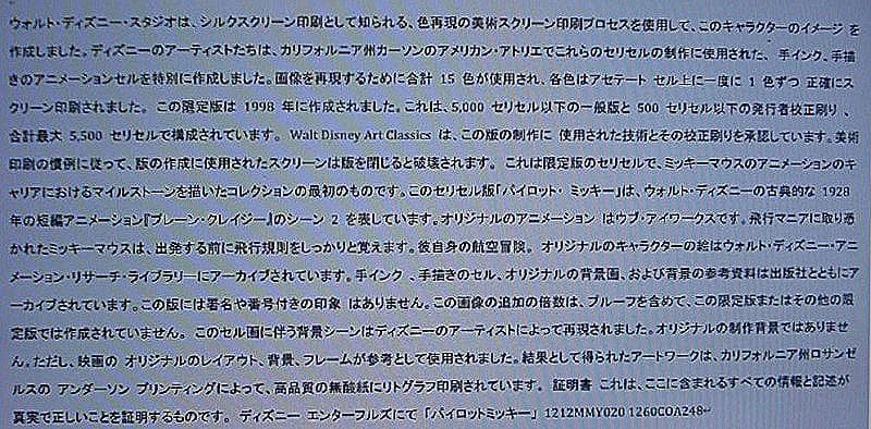 超お宝　ディズニーファン必見　ディズニーセル源画　保証書付き　特別なおまけ付き