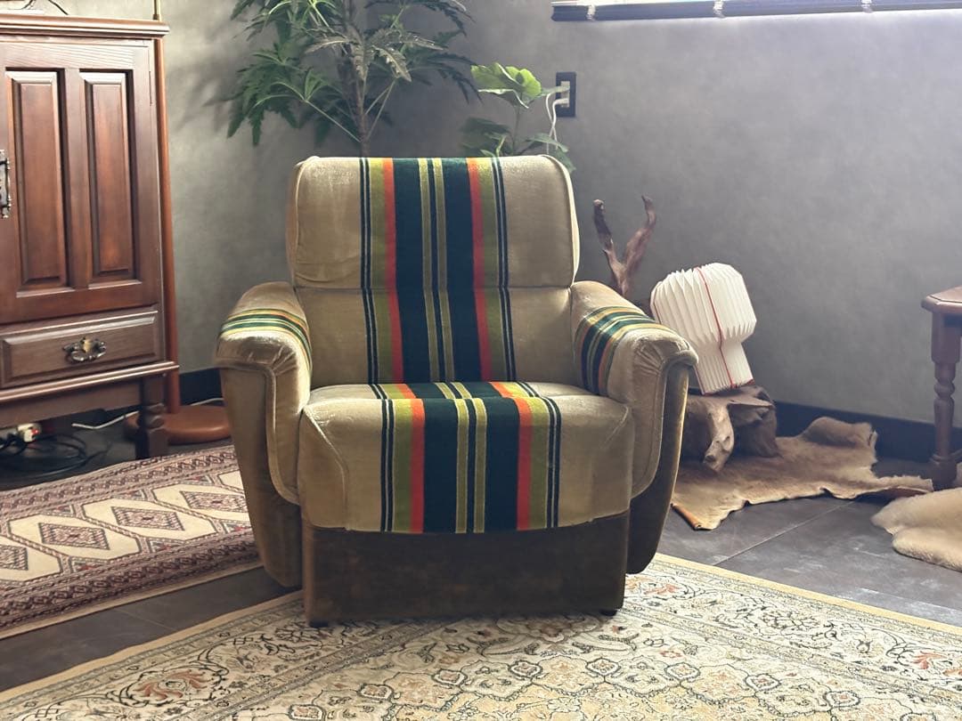 林様 グリーンオレンジストライプ ミッドセンチュリー ヴィンテージ 1P