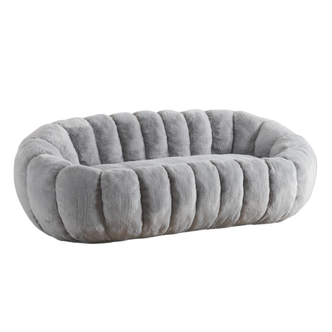 【二人掛けソファ ライトグレー】 クッションソファー フロアソファー 圧力分散