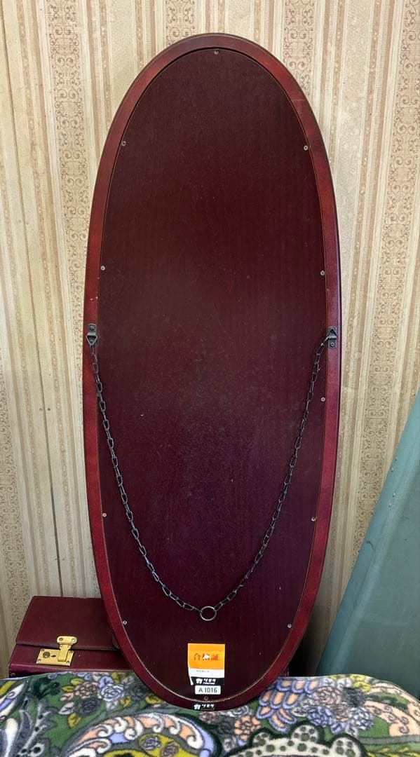 ヴィンテージ　オールドカリモク　オバール型　ウォールミラー　壁掛け鏡　インテリア