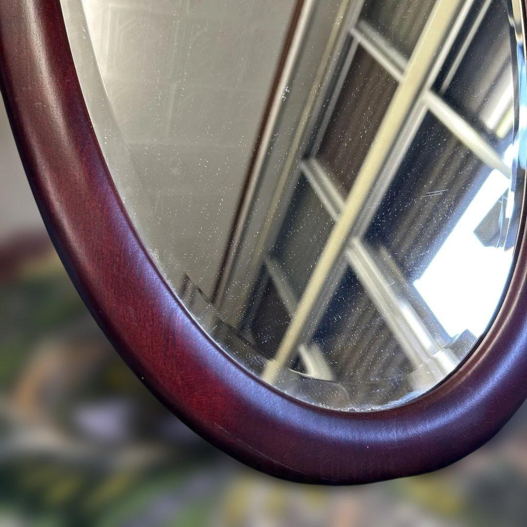 ヴィンテージ　オールドカリモク　オバール型　ウォールミラー　壁掛け鏡　インテリア