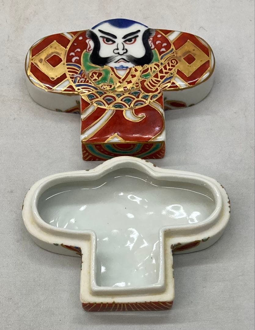 B251s 「色絵 奴凧香合」高野昭阿弥造 共箱 正月 京焼