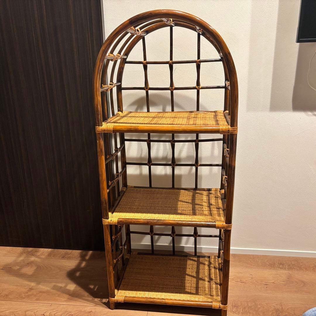 早い者勝ち‼️籐 ラタン ラック シェルフ スタンド 3段 飾り棚 置物台 大型